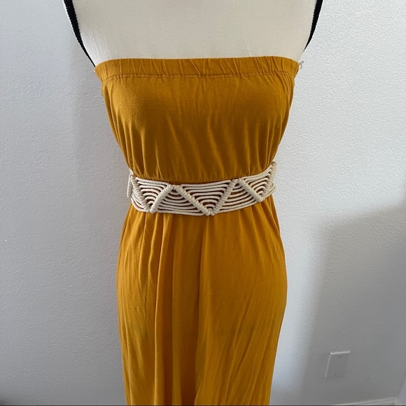 Pink Rose Mustard Color Strapless Hi-Lo Dress - Picture 2 of 9